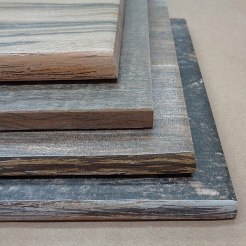 Image of stacked wood look tiles featuring a wood look glazing technique